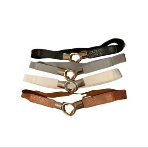 Set of elastic belts with gold metal clasp